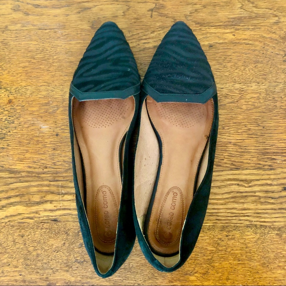 Corso Como Fur/Leather Black Flats